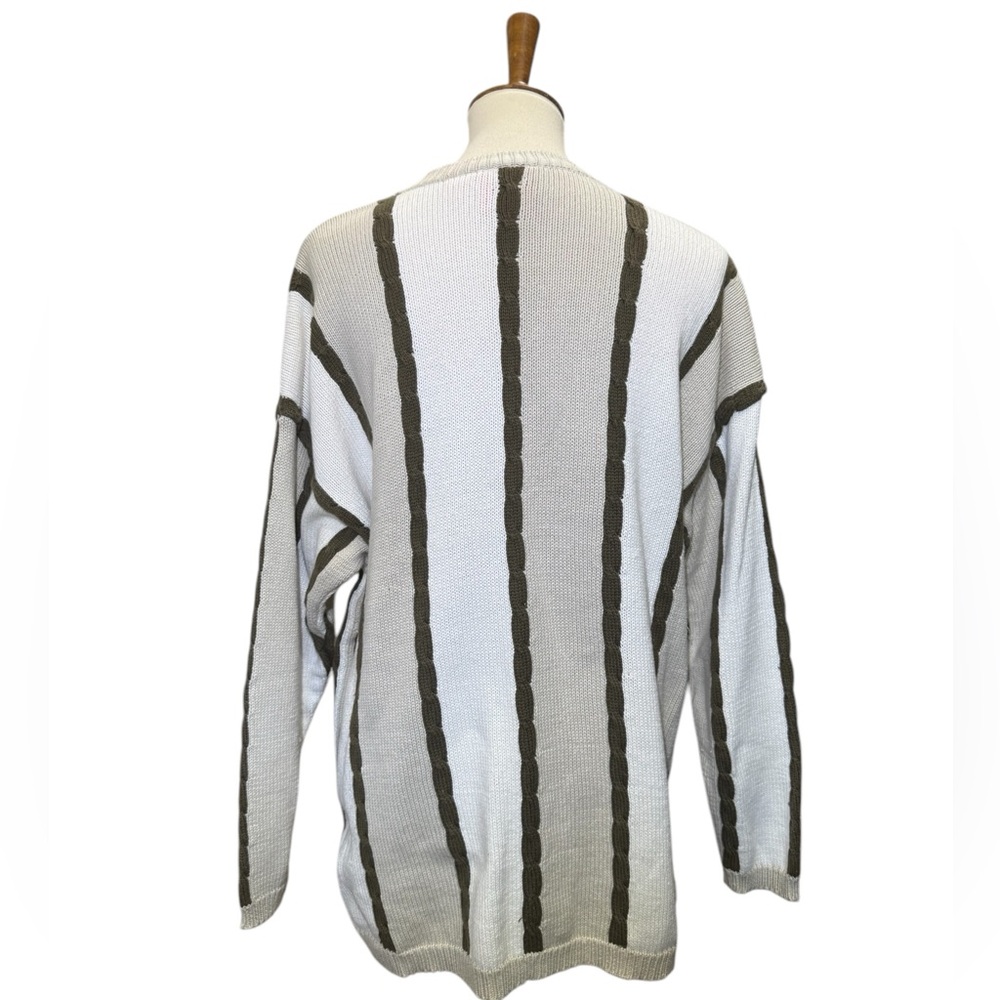 liz & co. Vintage Beige, White and Green Sweater #48 - Picture 2 of 4